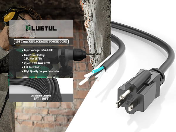 power cord replacement 10 ft 3 prong power cord dishwasher power cord 12 gauge extension cord