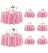 Fitable 8 Pack Round Tablecloths: Stain Resistant Wrinkle Free Circle Table Clothes, Washable Reu...