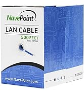 NavePoint Cat6 (CCA), 500ft, Blue, Solid Bulk Ethernet Cable, 550MHz, 23AWG 4 Pair, Unshielded Tw...
