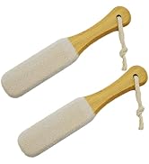 Pumice Stone Foot File, 2 Pack Wooden Pedicure Foot Scrubber Remover for Feet, Heels, Elbows, Han...