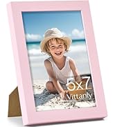 Vittanly 5x7 Picture Frame, Made of Solid Wood and Shatterproof Plexiglass, Wooden Photo Frame fo...