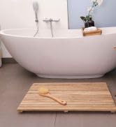 Nordic Style Premium Teak Shower and Bath Mat for Indoor and Outdoor Use - Non-Slip Wooden Platfo...
