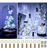 osteplus Wine Bottle Lights with Cork, 10 Pack with 12 Replacement Batteries Mini Fairy String Li...