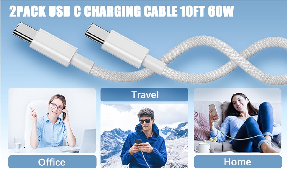 USB C to C woven Charging Cable
