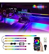 YM E-Brightt 5 in 1 Car Interior Led Light Kit,Dreamcolor Acrylic Neon Interior Car LED Strip Lig...