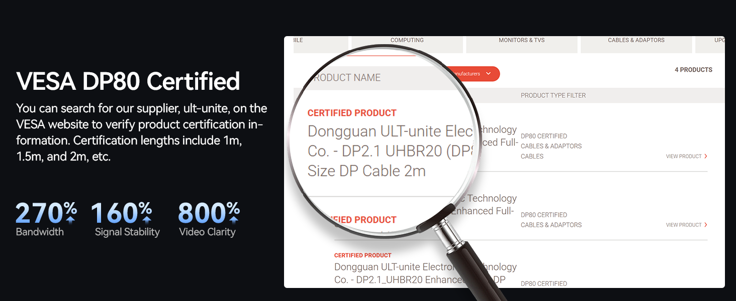 VESA Certified DP80