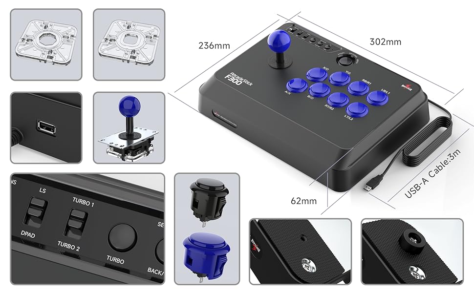 MAYFLASH F300 Arcade Fight Stick Joystick for Switch/Switch 2, Xbox Series X, PS4