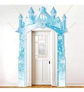 Polyester Fabric Winter Snow Castle Party Door Banner Wonderland Door Decoration Ice Snow Themed ...