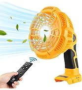YEX-BUR Fan for Dewalt 20v Battery, Portable Camping Fan with Remote, Cordless Fan Outdoor Indoor...