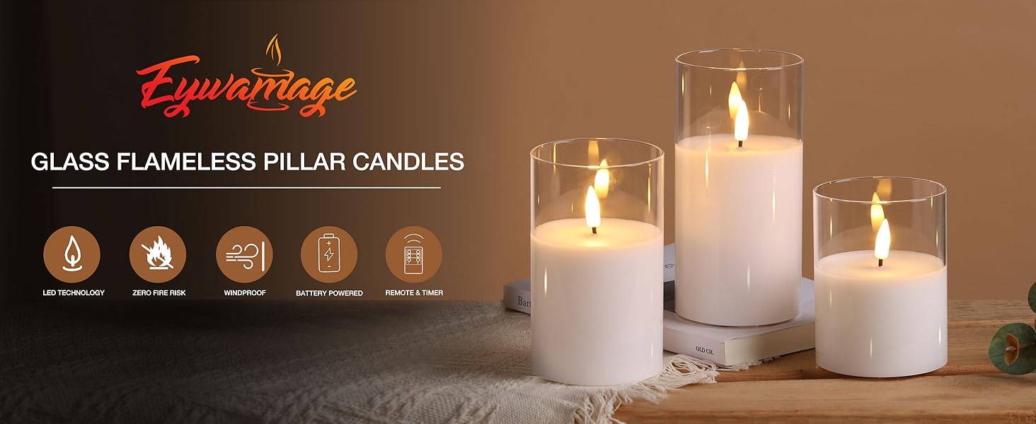 Clear Glass Flameless Candles