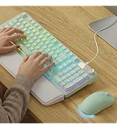 EWEADN C98 Wired Keyboard and Mouse Combo, Wired Computer Keyboards with Wrist Palm, Double-Shot ...