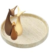 Apasqro 10 Inch Natural Travertine Tray - Round Beige Marble Vanity Tray for Bathroom Countertop,...