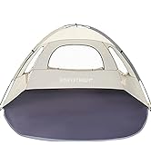 WhiteFang Beach Tent Anti-UV Portable Sun Shade Shelter for 3 Person, Extendable Floor with 3 Ven...