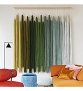 IOWER Macrame Wall Hanging Large Yarn Fiber Wall Art Geometric Aesthetic Beaded Tassel Chic Home ...