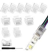 VIPMOON 12Pcs 5 Pin RGBW LED Light Strip Connectors 10mm Strip to Wire RGBW Connector Quick Conne...
