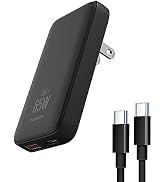 65W GaN USB C Charger,2 Port Flat USB Wall Charger,flodable Plug for Travel, with PD3.0&amp;PPS for M...