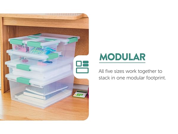 Sterilite Deep Plastic Stackable Storage Bin w/ Clear Latch Lid, Clear (4 Pack) car1 m