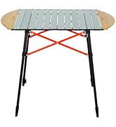 Lippert Bamboo/Hammer Grey Roll Top Camping Table with Powder-Coated Aluminum Top/Frame, Durable ...