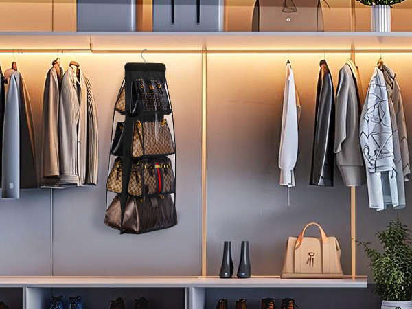 Hanging Handbag Organizer for Closet, Purse Holder for Closet