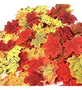 CODE FLORIST 200 Pcs Fall Artificial Maple Leaves for Thanksgiving,Weddings Decorations,Festival ...