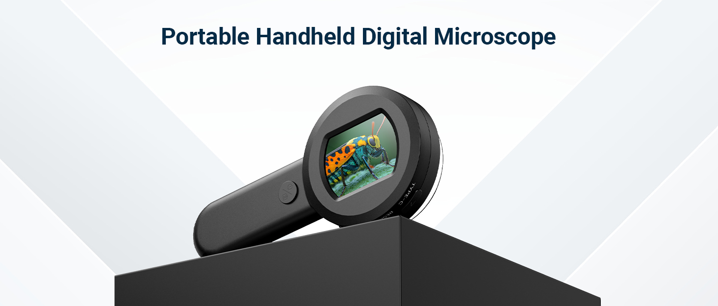100X Mini Pocket Portable Handheld Digital Microscope with Screen and Light for Kids Adults