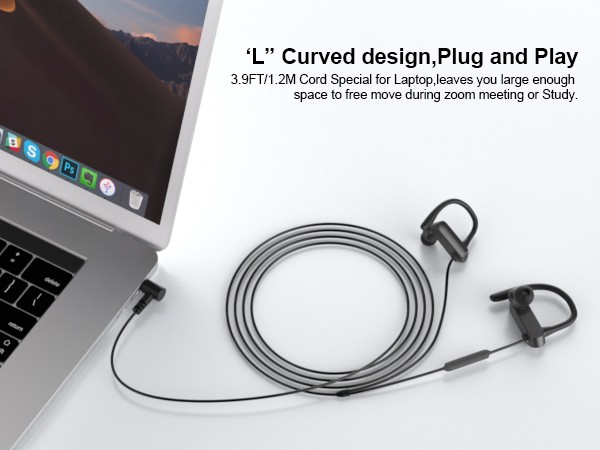 3.5mm Earphones with Mic Over Ear Wired Earbuds with Ear Hook