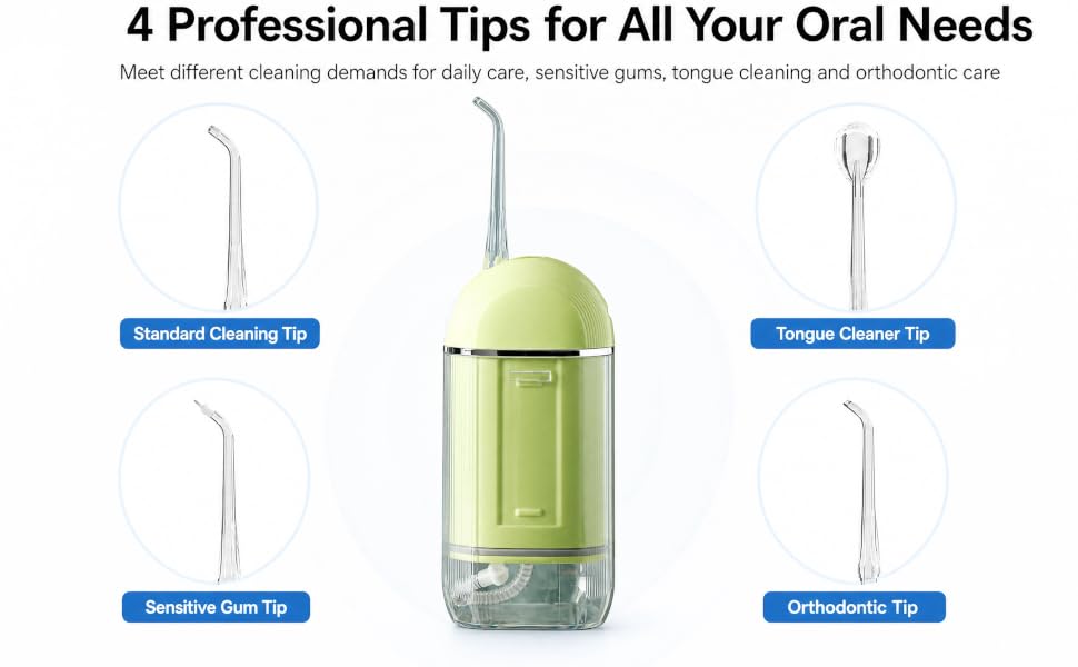 4 professional tips for water flosser, for daily clean, sensitive gums, tongue and orthodontic care