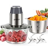 GANIZA Food Processors, Electric Chopper with Meat Grinder &amp; Veggie Chopper - 2 Bowls with Powerf...