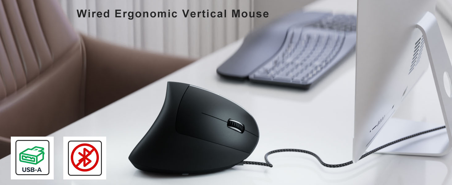 wired ergonomic vertical mouse