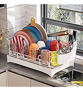 ADBIU White Dish Drying Rack with Drainboard Set Extra Large(18.5" L x 13" W x 7.5" H)