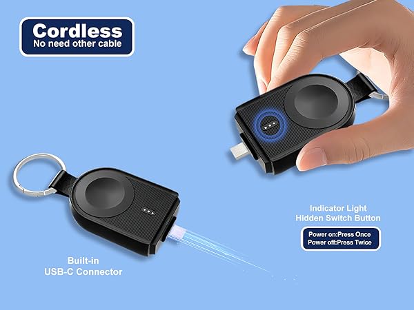 Cordless Charger with built-in USB-C.No need other cable