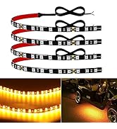 Car Led Strip Lights 12" Connectable Amber Led Light Strips for Cars Motorcycle Golf Cart Boat Ma...