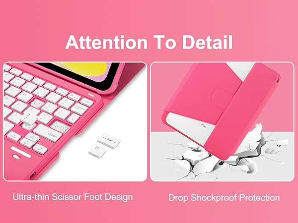 iPad 10th Gen Rotating Keyboard Case - Red-6-1