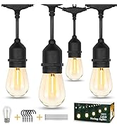 30FT Outdoor String Lights, 2700K Outdoor Lights for Patio Lights with S14 Shatterproof LED Bulb,...