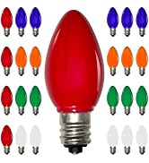 25 Pack C7 Replacement Light Bulbs, Vintage Multicolor Baked LED Christmas Bulbs for Christmas St...