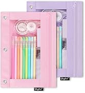 SKYDUE Pencil Pouch for 3 Ring Binder, Zipper Pencil Pouches for Girls Boys, Clear Window Pencil ...