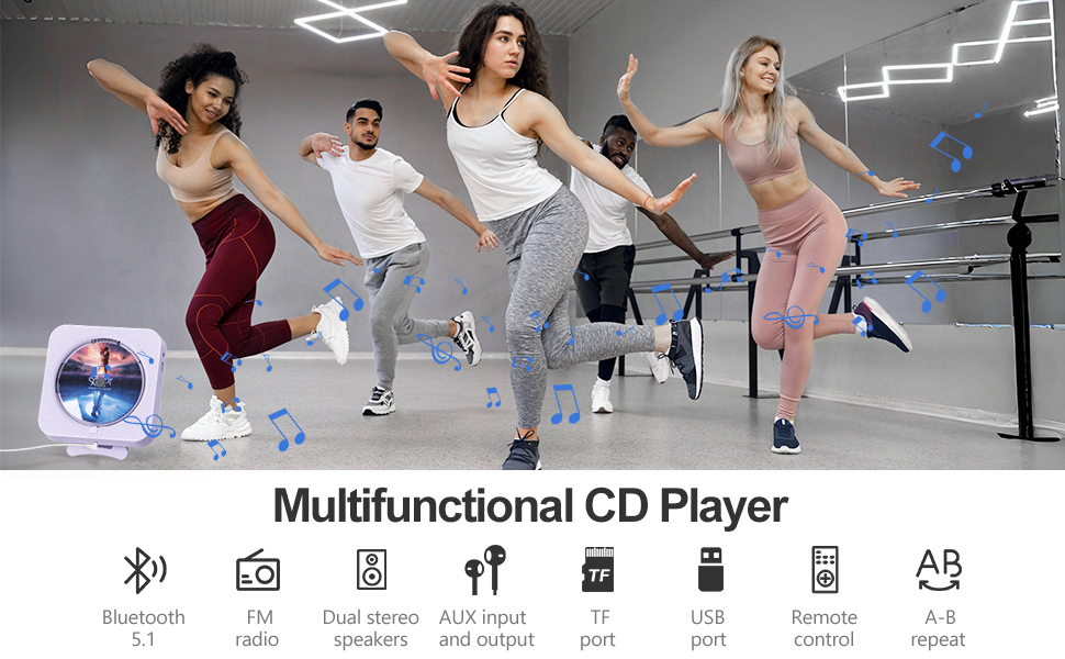 Multifunctional purple CD player