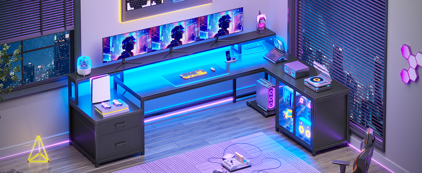 gaming desk l shaped desk corner desk computer desk with drawers