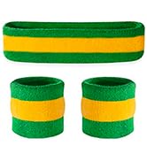 Suddora Striped Sweatband Set, Moisture Wicking 2 Wristbands and 1 Headband, Breathable Athletic ...