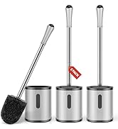Toilet Brush and Holder, 3 Pack Compact Size Toilet Bowl Brush with Stainless Steel Handle, Small...