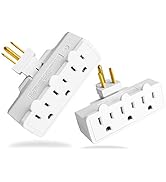 3 Outlet Swivel Wall Adapter, Grounded 180 Degree Electrical Plug Adapter, 3-Prong Outlet Tap, Gr...