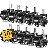 HOLKIE Office Chair Wheels 11x22mm Universal Fit Casters 2 Inch Replacement Black 10 Pack Dual Ru...