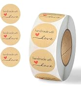 Aixoom 500PCS Handmade with Love Stickers, Kraft Made with Love Tags 1 Inch Seal Labels Self-Adhe...