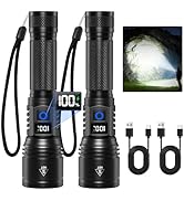 Rechargeable Flashlights High Lumens 99000, 2Pack Super Bright Flashlight Rechargeable, LED Flash...