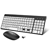 Wireless Large Print Keyboard and Mouse Combo Set with USB Receiver for Visually Impaired Low Vis...