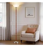 EJIAXIN Wood Floor Lamp for Living Room - Brushed Nikel Torchiere Floor Lamps for Bedroom Standin...