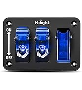 Nilight 3 Gang Toggle Switch 12V Rocker Switch Panel with LED Light and Flip Cover Heavy-Duty ON/...