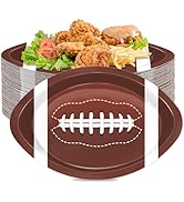 Oigco 50 PCS Football Shaped Disposable Paper Plates Football Party Supplies for Football Birthda...