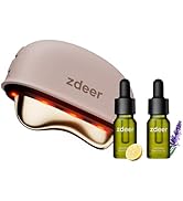 ZDEER LED Red Light Therapy Face &amp; Neck Massager, Electric Heated Gua Sha Facial Sculpting Tool w...