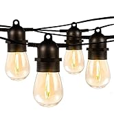 Lepro S14 Outdoor String Lights 50ft Hanging Patio Lights with 15 Shatterproof LED Edison Bulbs, ...